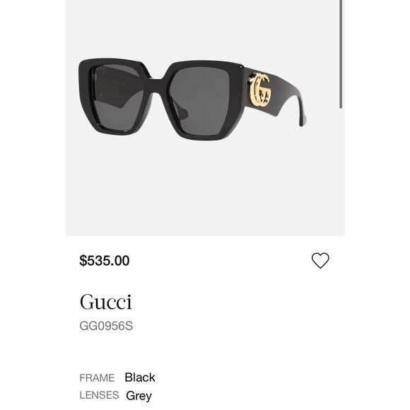 GUCCI GG0956S Rectangle Sunglasses Black/Gold Frame Grey Lens 54-19 Italy NEW - Picture 6 of 16